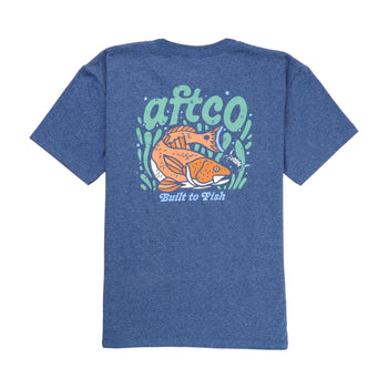 AFTCO Youth Megalops SS T-Shirt / Navy Heather / M