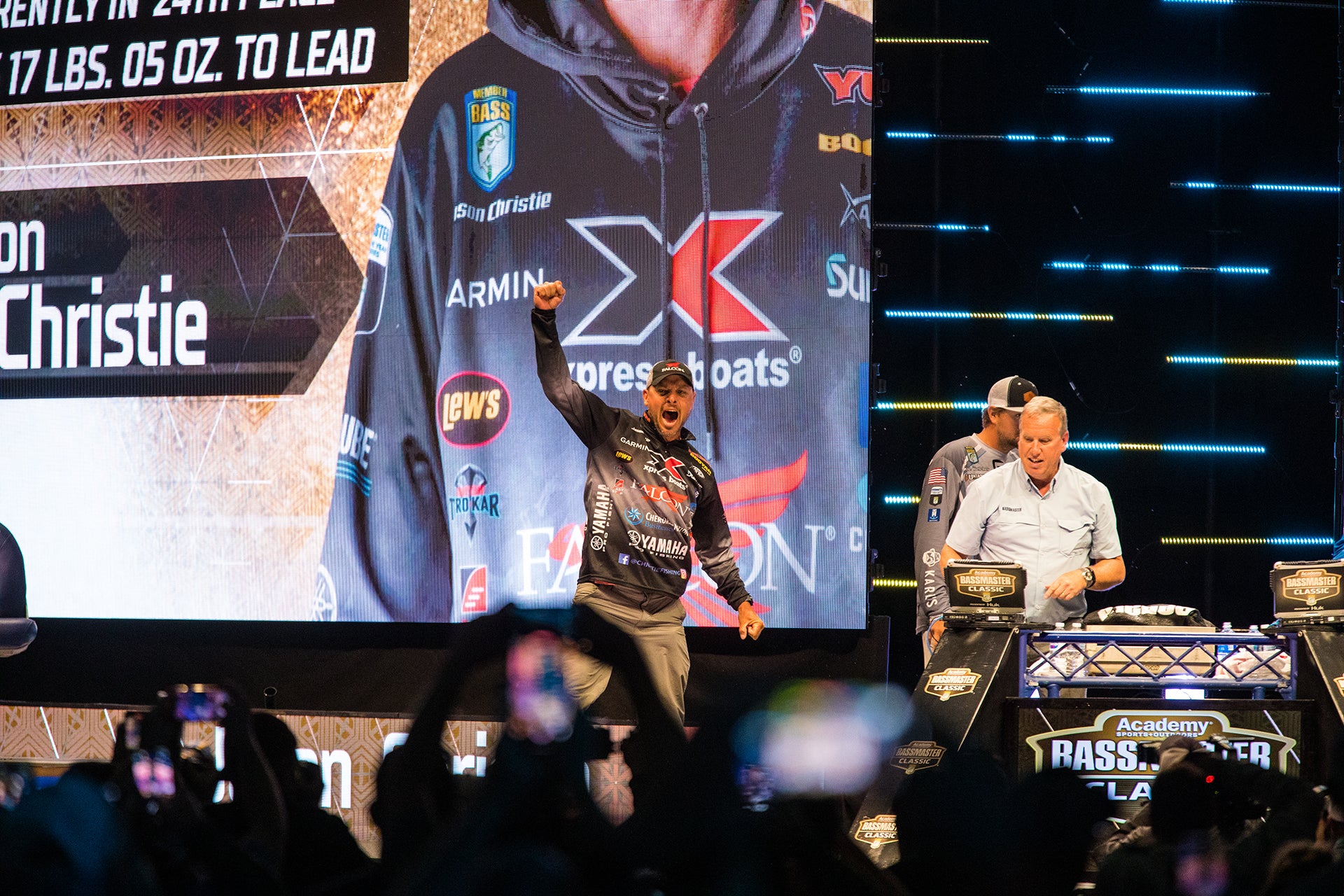 Jason Christie Fisting the air after winning the bassmaster classic