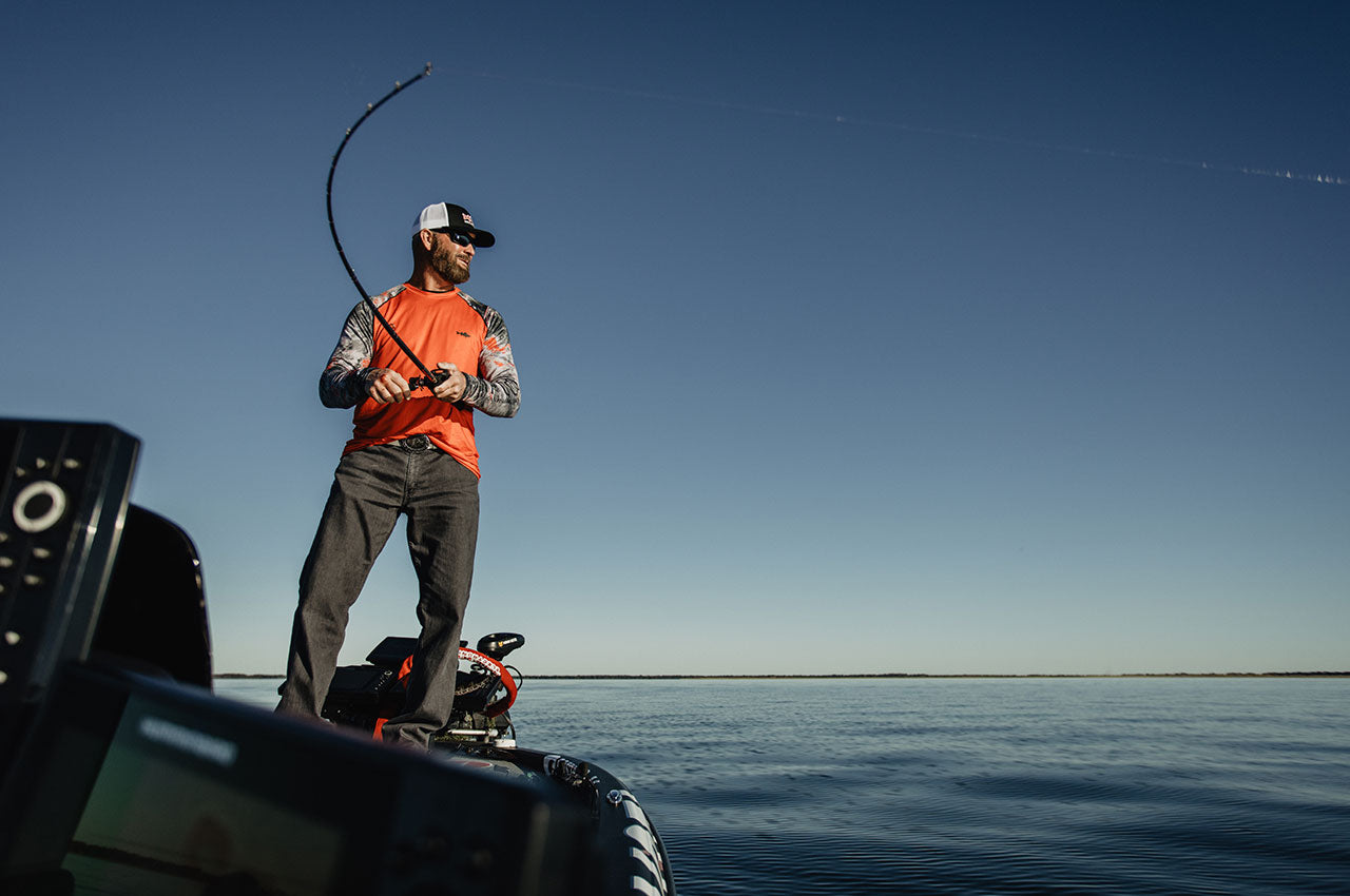 Gerald Swindle setting the hook on a fish