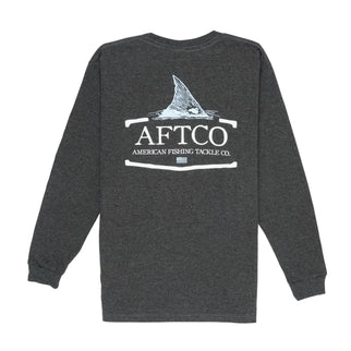 AFTCO Youth Stacked LS T-Shirt / Charcoal Heather / M