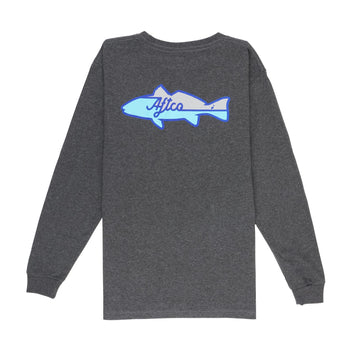 AFTCO Youth Stacked LS T-Shirt / Charcoal Heather / M