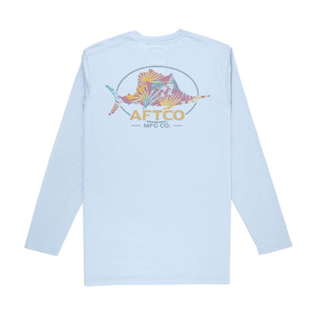  AFTCO Jigfish Hooded Performance Shirt - Brilliant Blue - M :  服裝，鞋子和珠寶