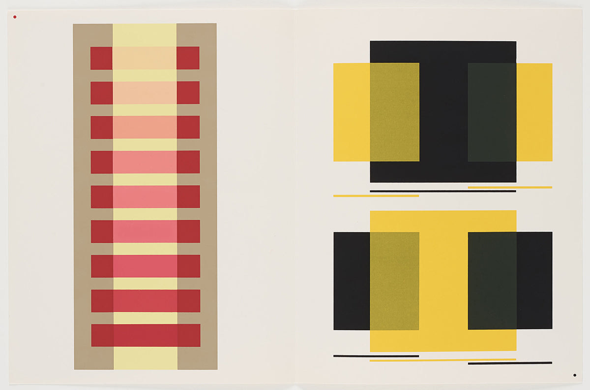 rectangles transposed over each other in varying transparencies.