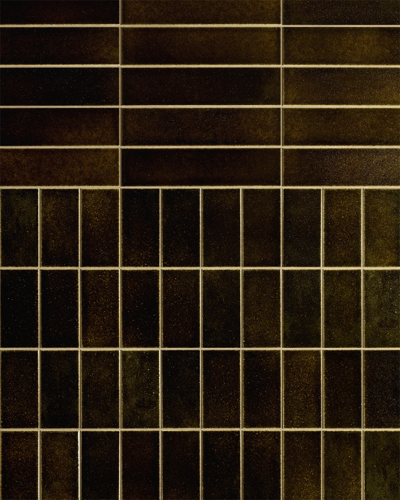 Dark brown narrow tiles.
