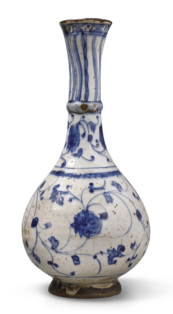 A blue and white vase.