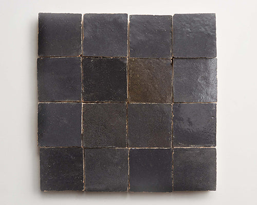 unmounted clé zellige 2x2 square tiles in battled armor