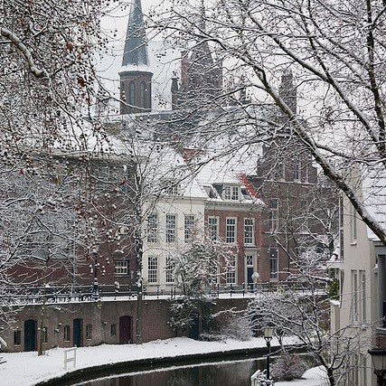 a european town in the snow.