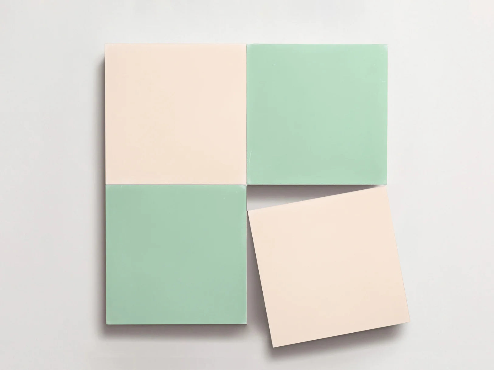 pastel green and peach cement tile