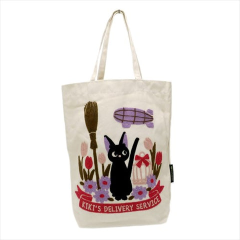 JIJI WITH BROOM AND FLOWERS TOTE BAG