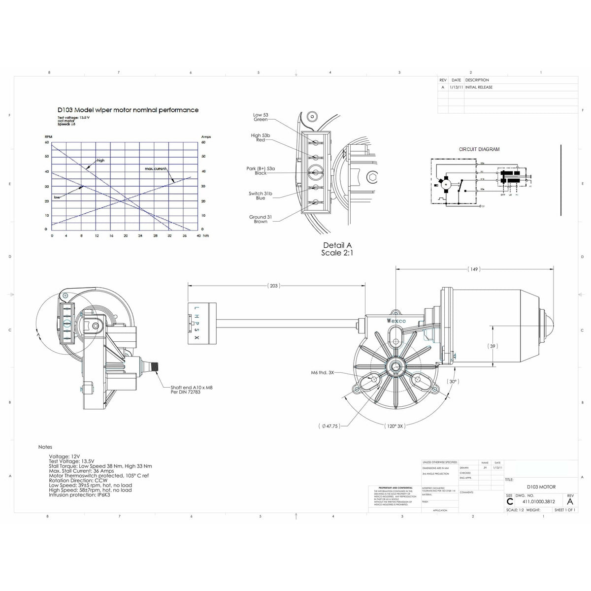 12V 38Nm Dynamic Park Wexco Wiper Motor RV | Autotex – AutoTex