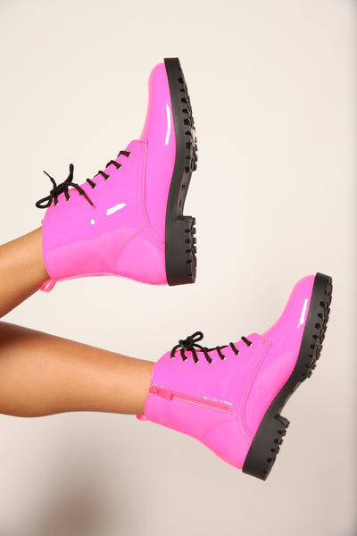 pink neon boots