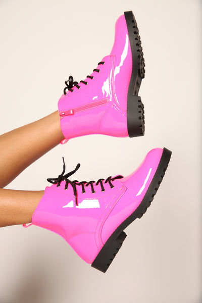 pink neon boots