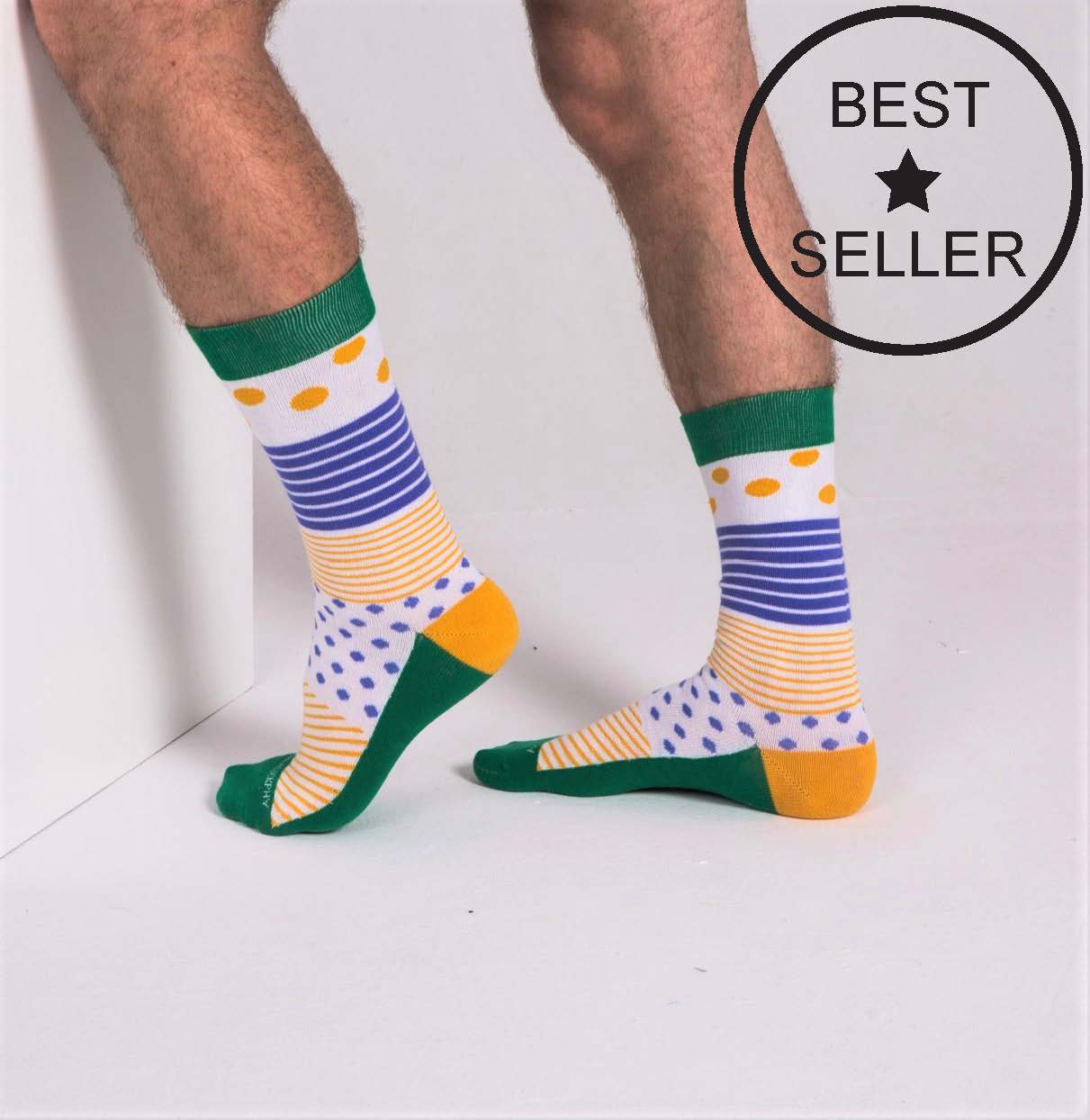 Busy Stripe Socks in Ivory