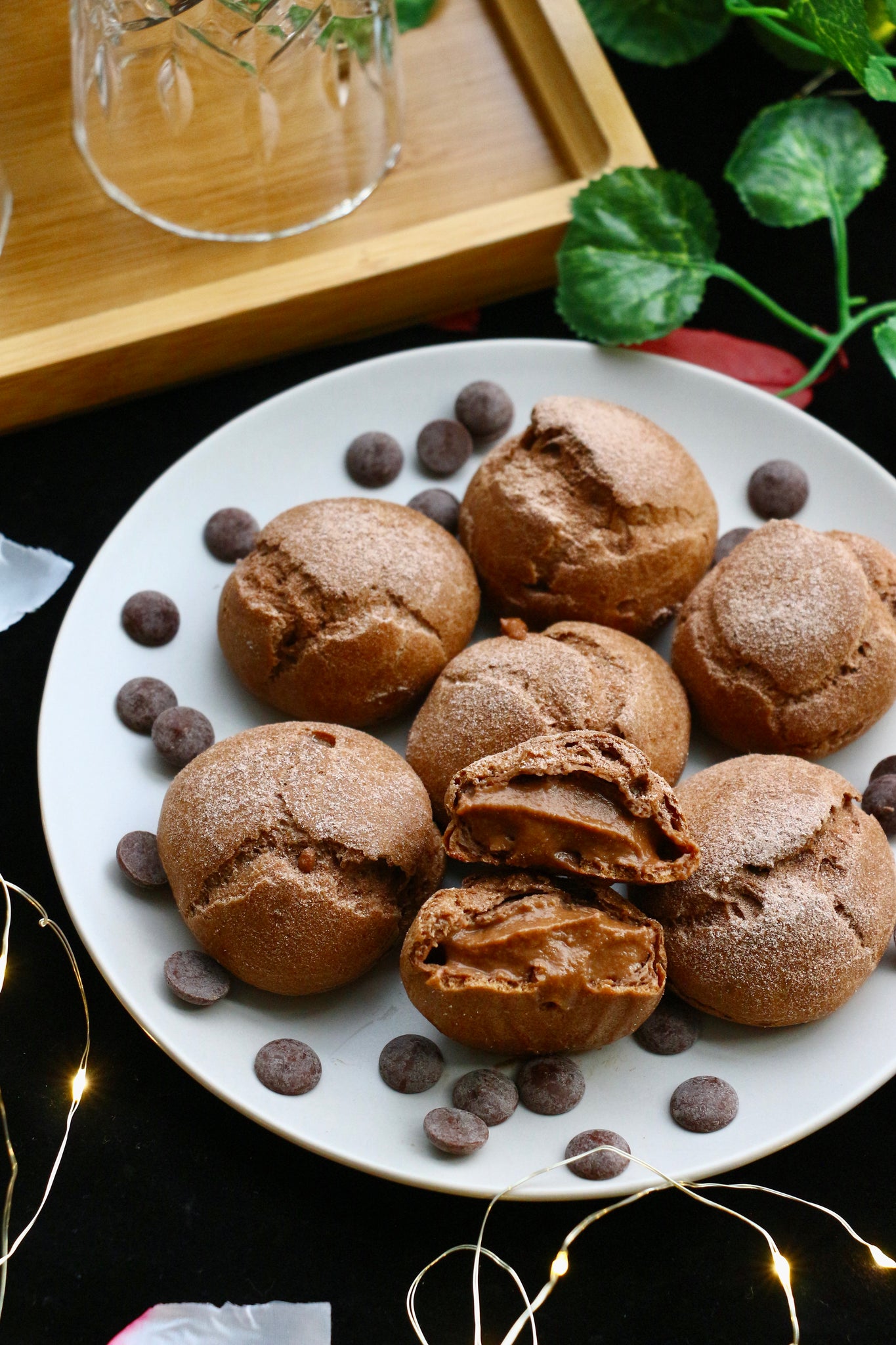 chocolate peppermint cream puffs