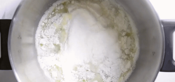 stirring flour vigorously