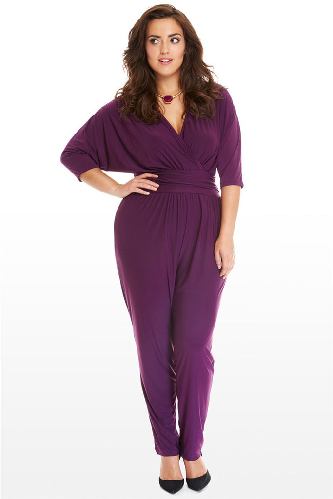 purple jumpsuit with sleeves