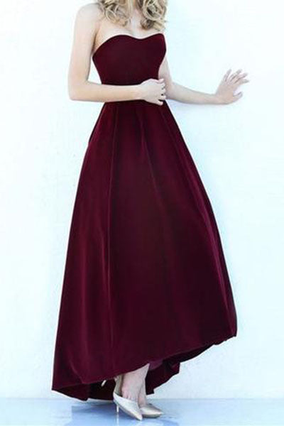 Modest High Low Burgundy Prom Gowns Wine Red Prom Dresses For Junior Teens Promdress Me Uk