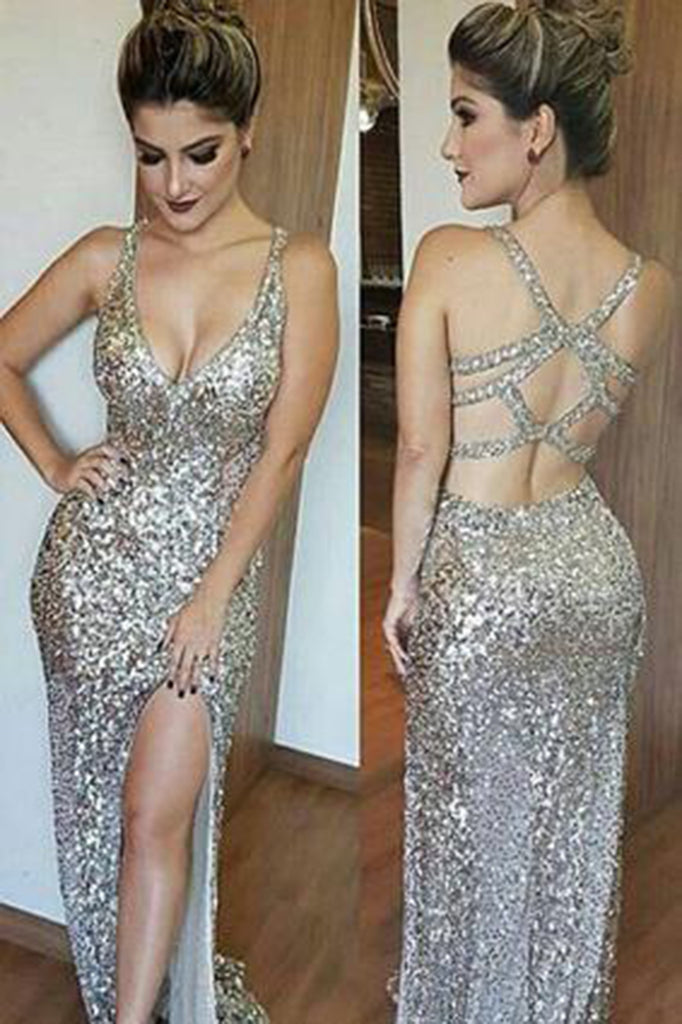 backless sequin prom dress