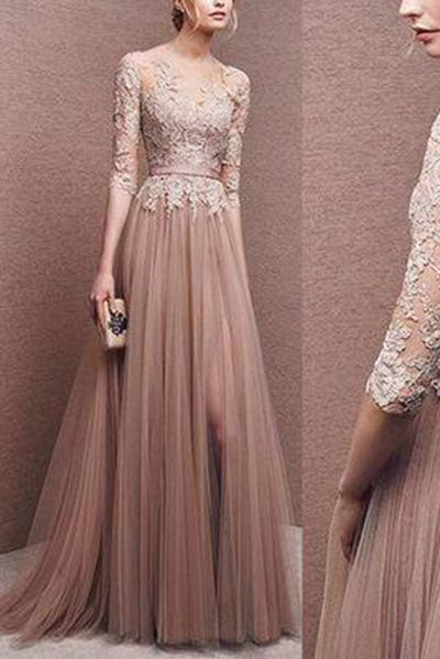 elegant long evening dresses with sleeves