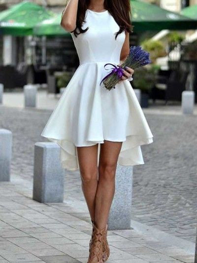 Gorgeous Short White  High Low Freshman Short Satin 