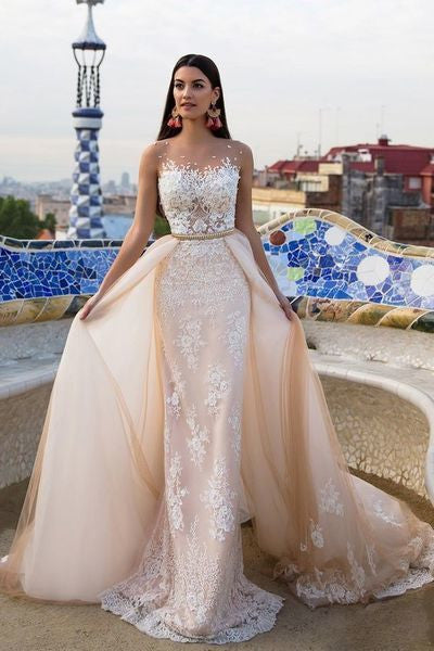 Elegant Wedding Dress Bride Gown,lace wedding dresses,champagne wedding