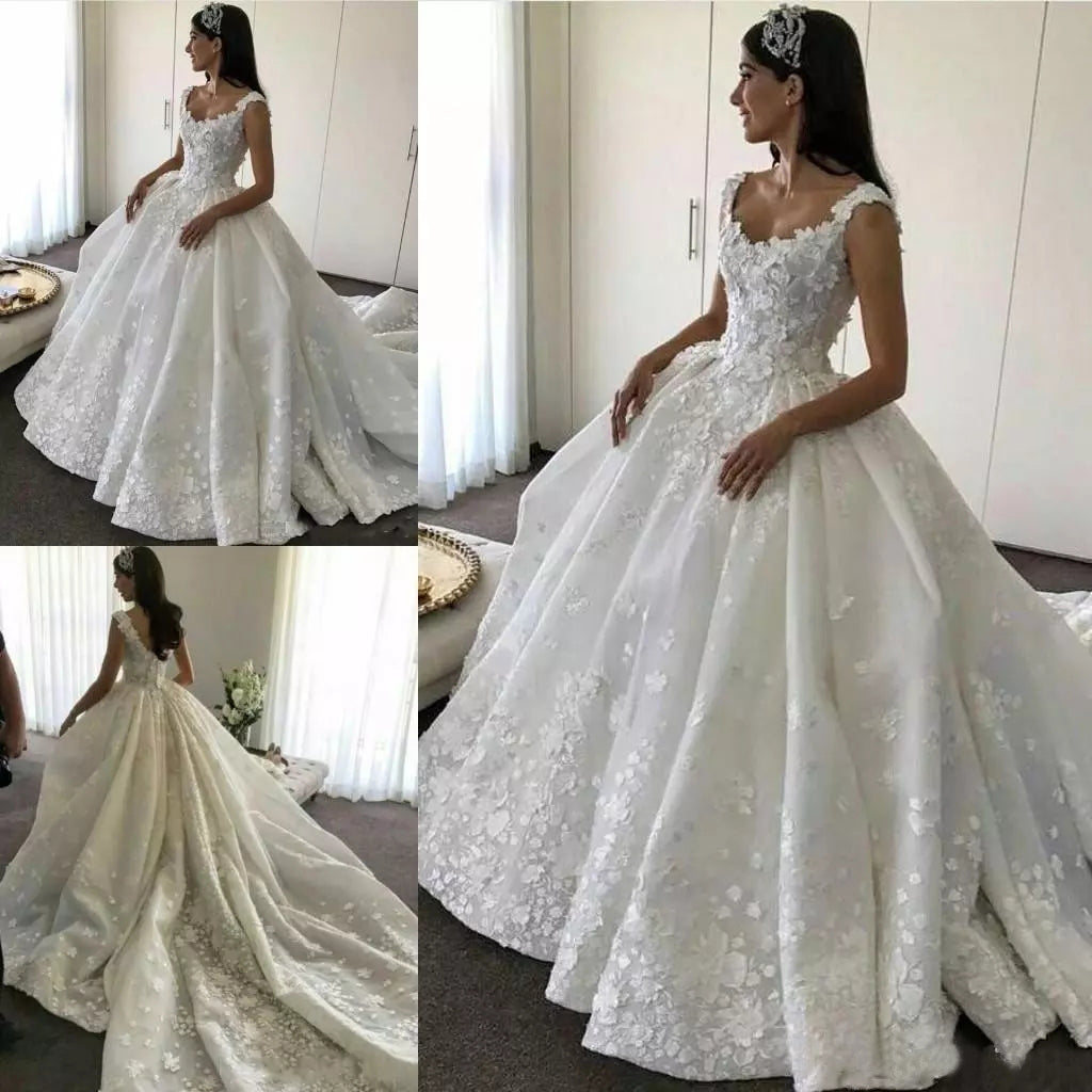 Ball Gown Backless Lace Appliques Wedding Dresses Sweetheart Bridal ...