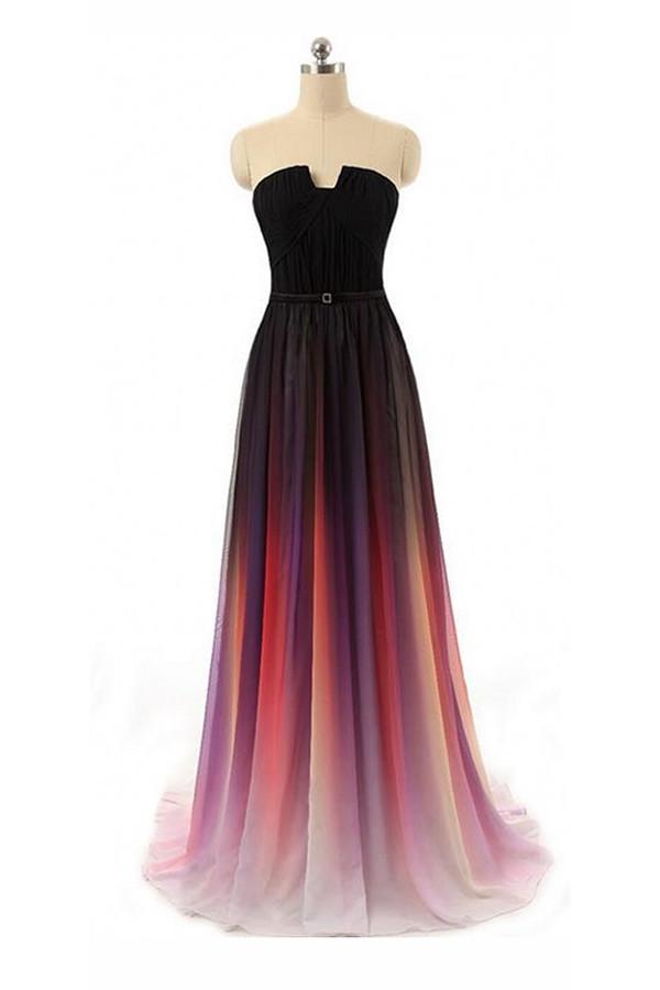 Long Gradient Backless Ombre V Neck Sleeveless A Line Prom Dresses Uk Promdressmeuk 