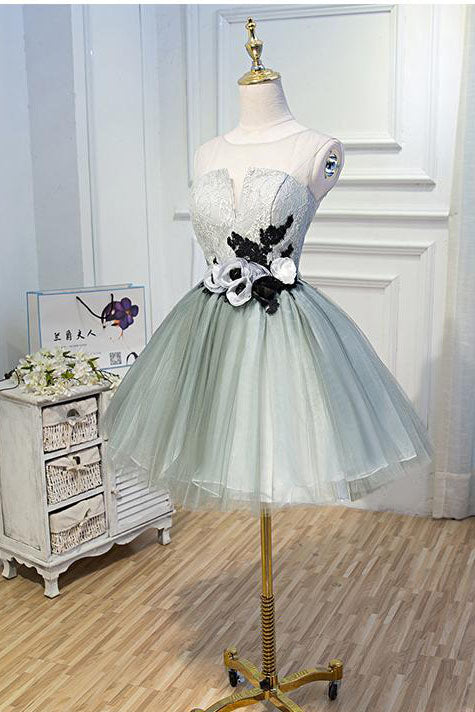 Luxury Waist Flowers Lolita Dresses, Short Tulle Homecoming Dresses ...