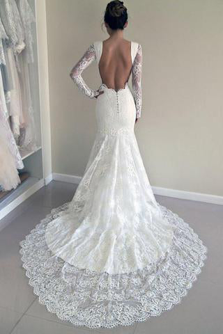 open back fishtail wedding dress