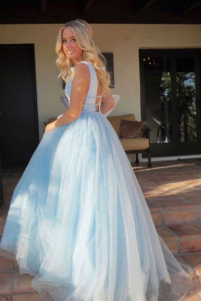 light blue sparkly homecoming dress