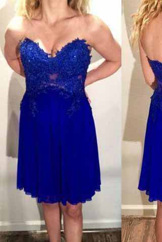 homecoming dress tulle fitted lace royal short prom dresses