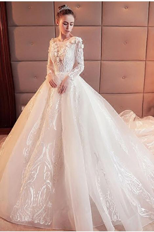 scoop-appliques-flowers-white-organza-long-sleeve-wedding-dresses-uk-promdress-me-uk