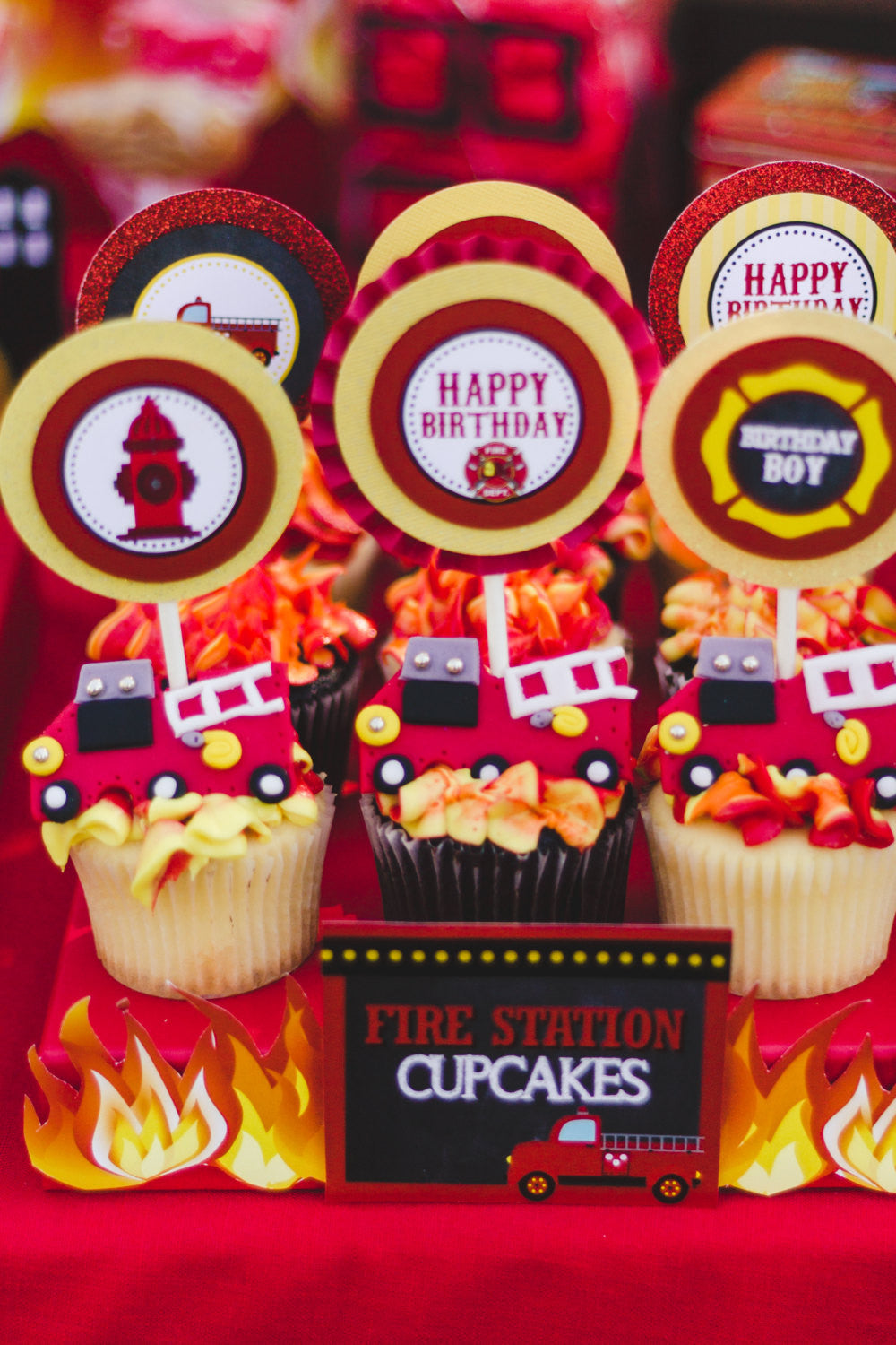 Fireman Birthday Fire Fighter Party Cupcake Toppers Fireman Party Krown Kreations Celebrations