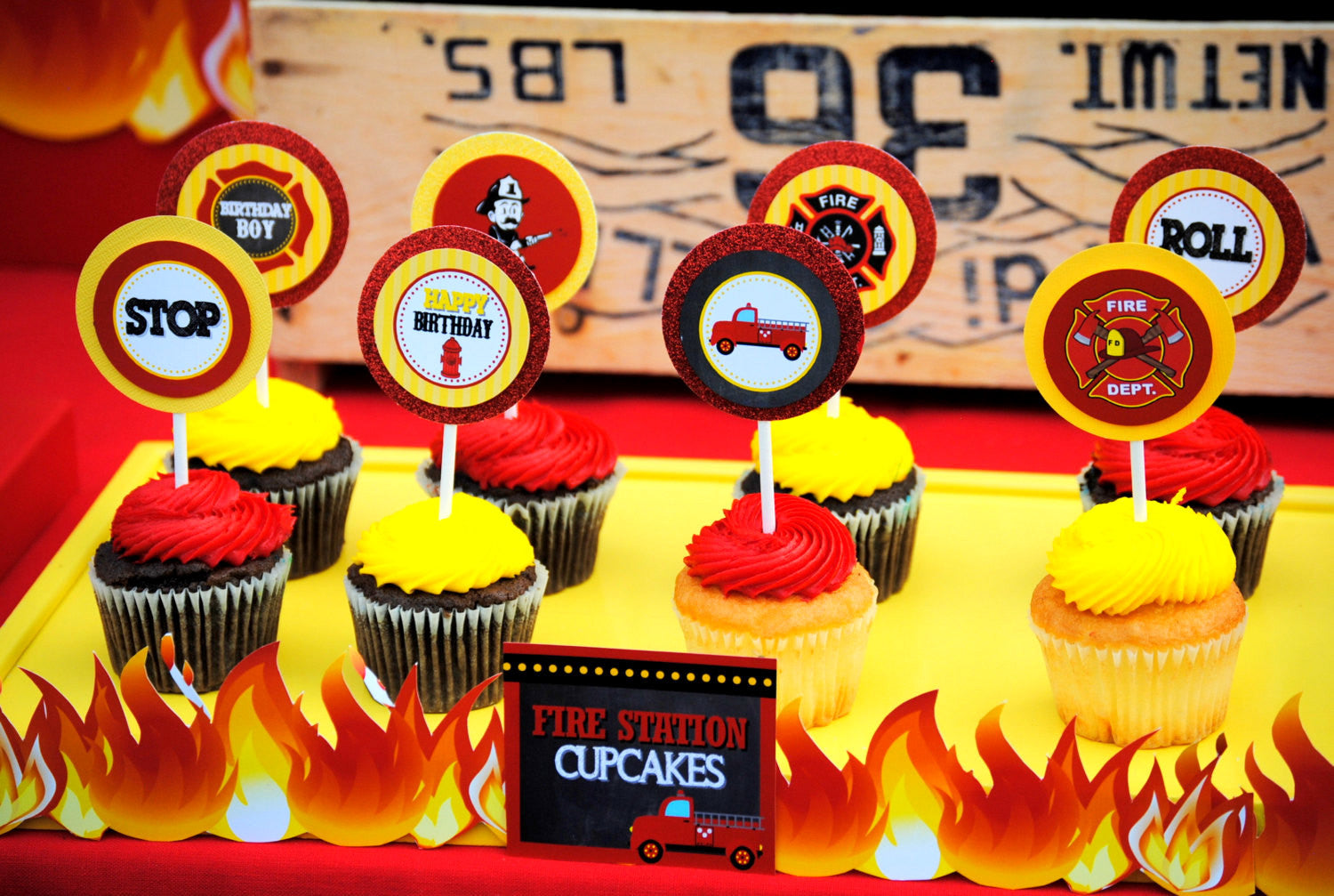 Fireman Birthday Fire Fighter Cupcake Toppers Fire Station Fire Fighter Party