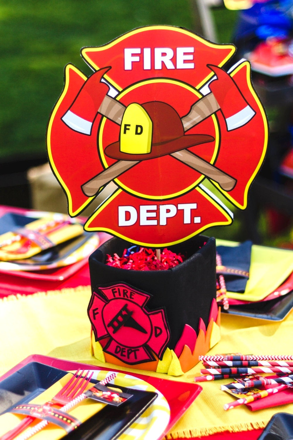 FIREMAN Birthday- Fire Fighter Party- CENTERPIECE-Fire ...