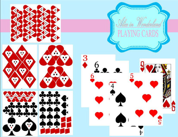 WONDERLAND Birthday Party - PLAYING CARDS - MAD HATTER Party - Alice ...