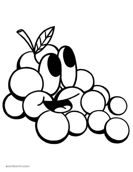 Download Grapes Coloring Page - Free Downloadable PDF - Beautiful Days