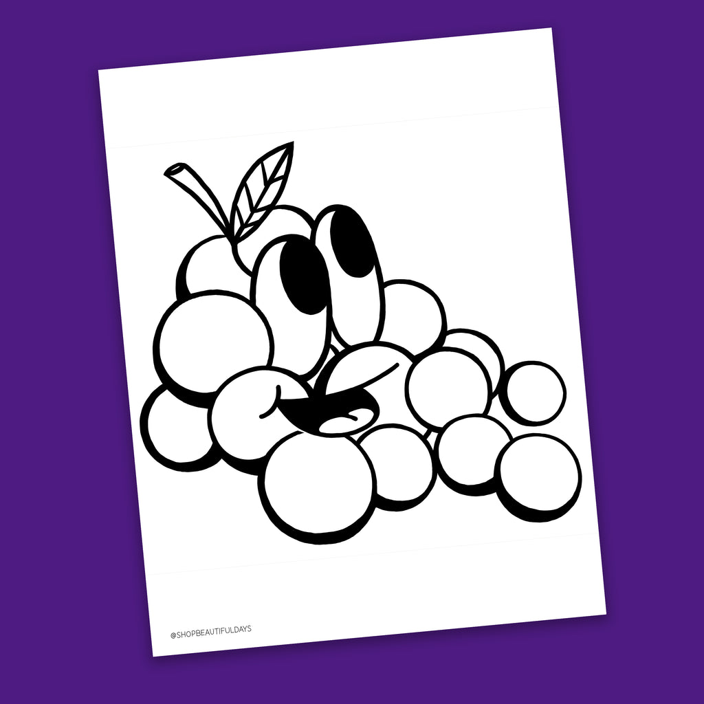 Download Grapes Coloring Page - Free Downloadable PDF - Beautiful Days