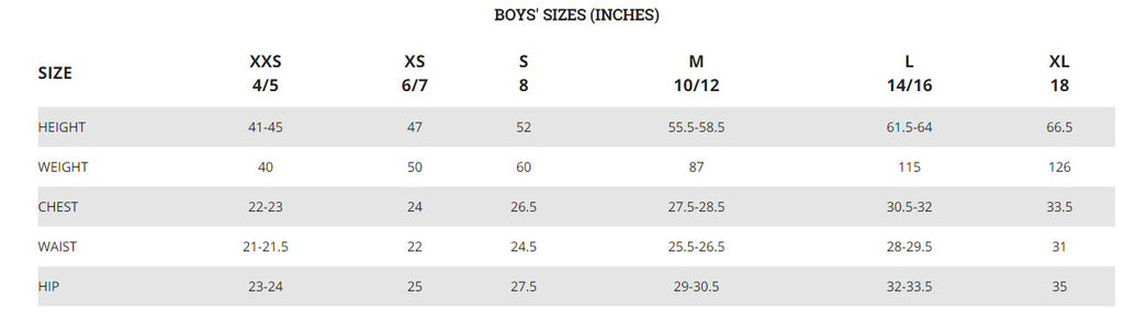 Columbia Xxs Size Chart
