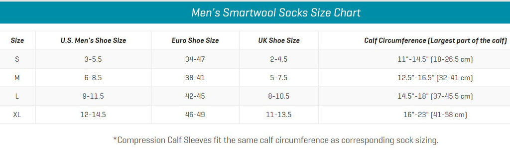 Smart Wool Sock Size Chart