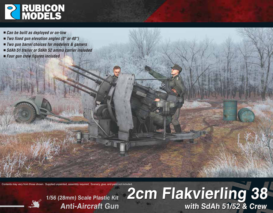 2cm Flakvierling 38 With Sdah 51 52 Trailer Crew Rubicon Models Usa