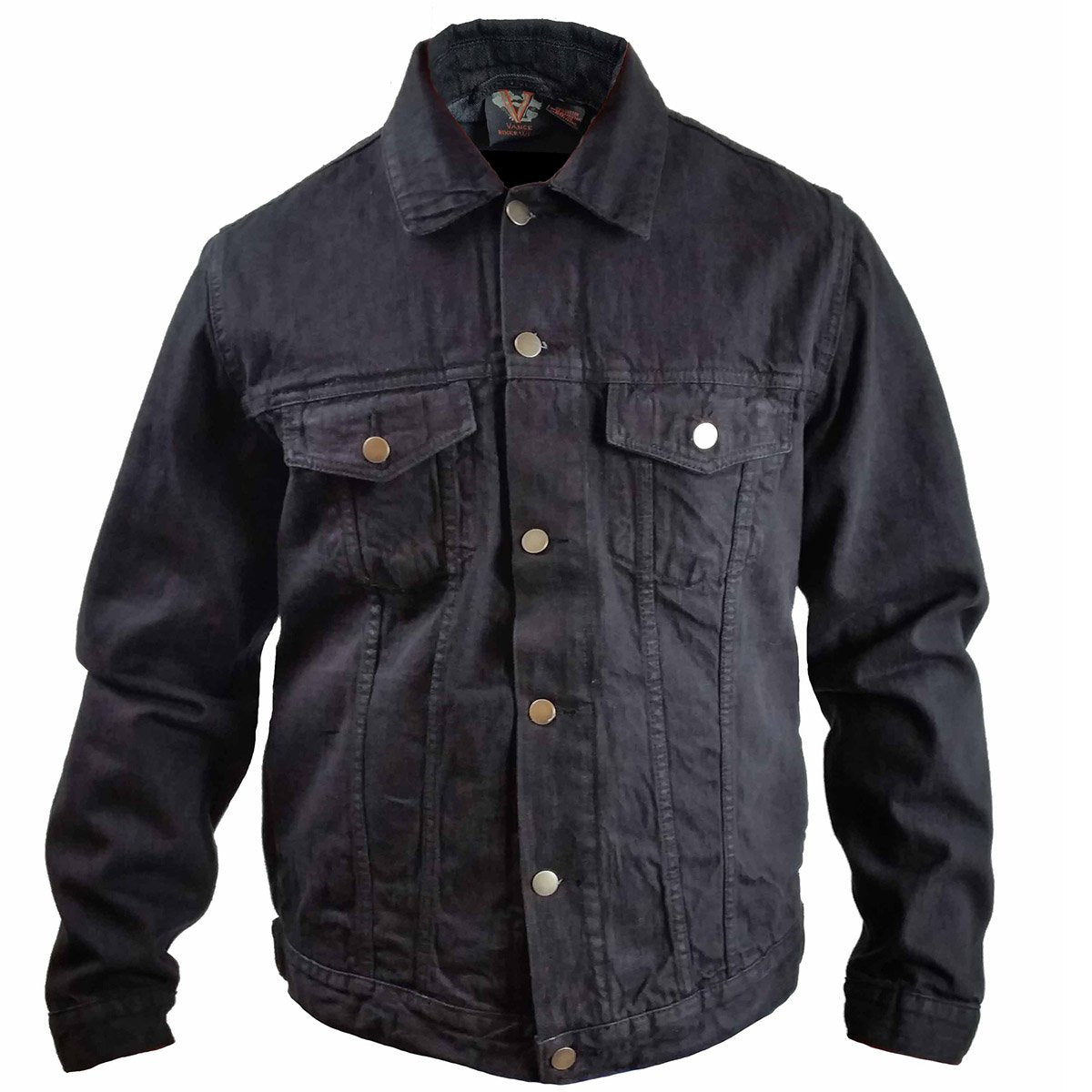 VB510 Men's Black Heavy Duty Denim Button Front Jacket – Vance Leather