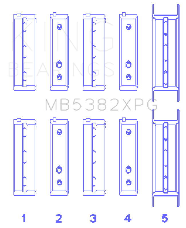 King Subaru EJ20/EJ22/EJ25 (Thrust in #5 Position) Tri-Metal Perf Main Bearing Set - Size +0.25mm