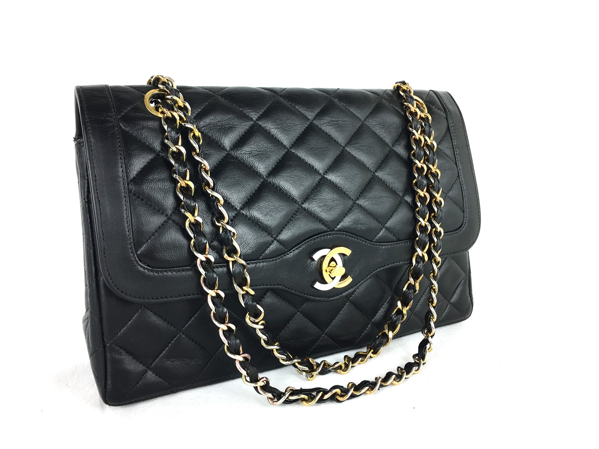 Chanel Classic Double Flap Medium Black Lambskin Gold  5100
