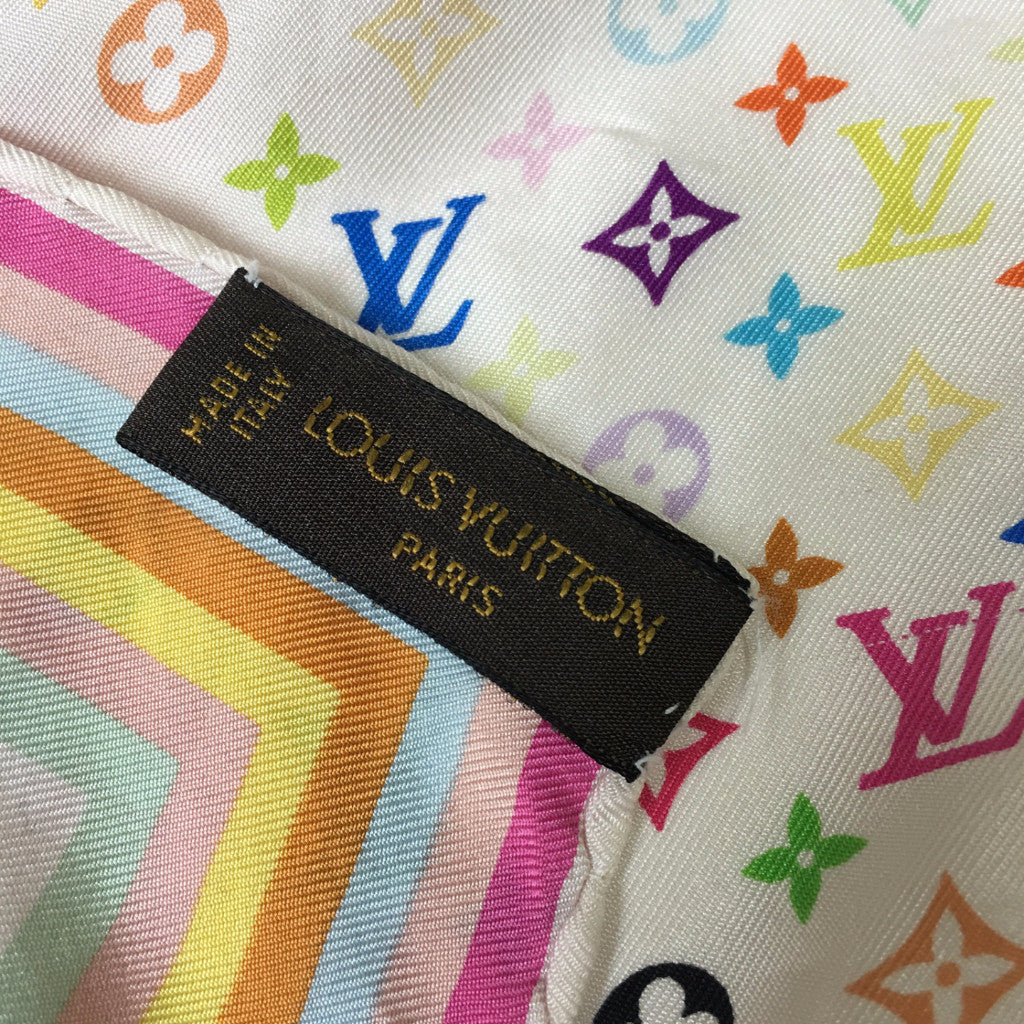 Louis Vuitton Silk Multicolor Monogram Butterfly Scarf Purple