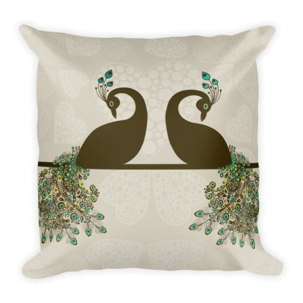 Double Peacock Throw Pillow 18 x Square With Insert - Nurd Tyme