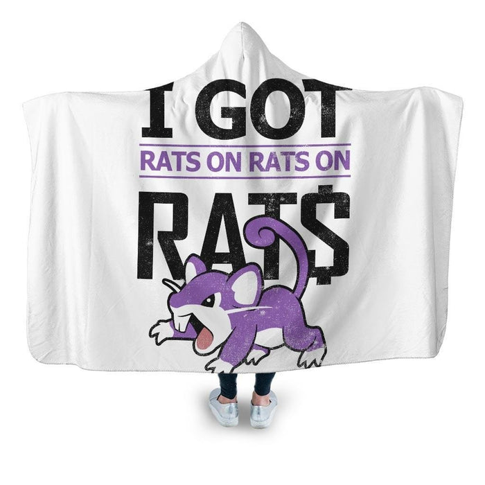Rats On Rats On Rats Print White Hooded Blanket - Hooded Blanket