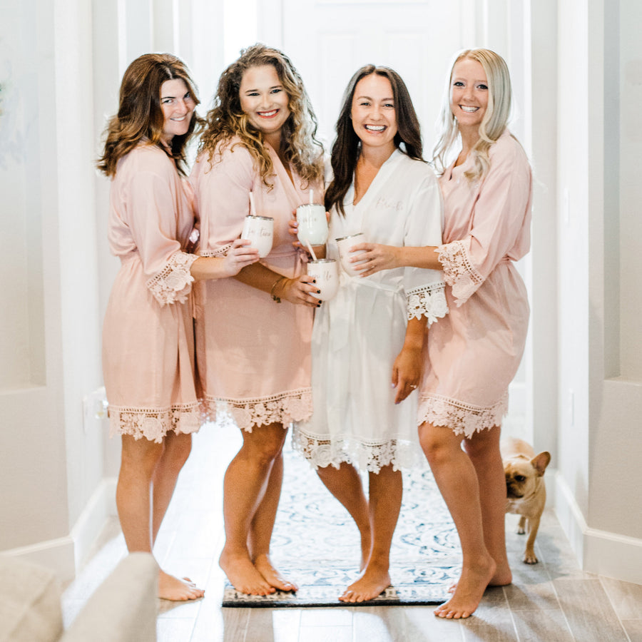 white dressing gowns for bridal party