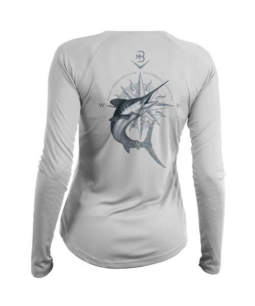 SeaGuard™ White Marlin Womens long sleeve fishing shirt – BRINY