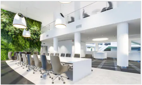 artificial green wall in office
